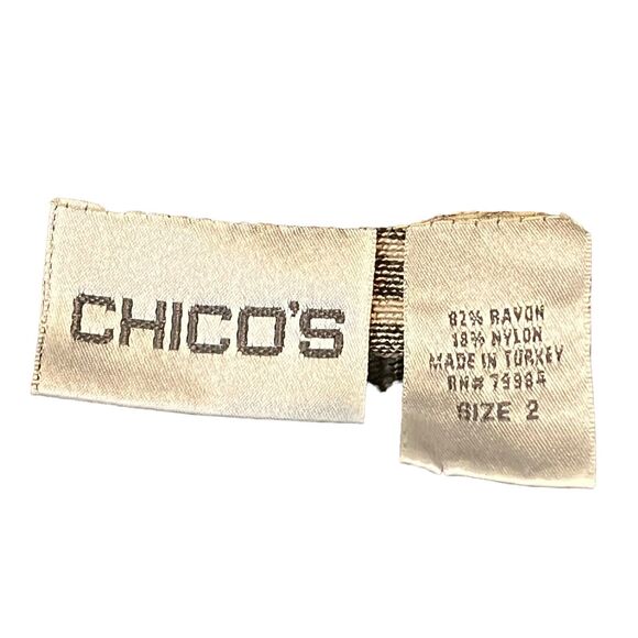 Chicos Womens Brown Button Down Sheer 3/4 Sleeve Mixed Media Shirt Top sz 2 / L - Picture 16 of 16